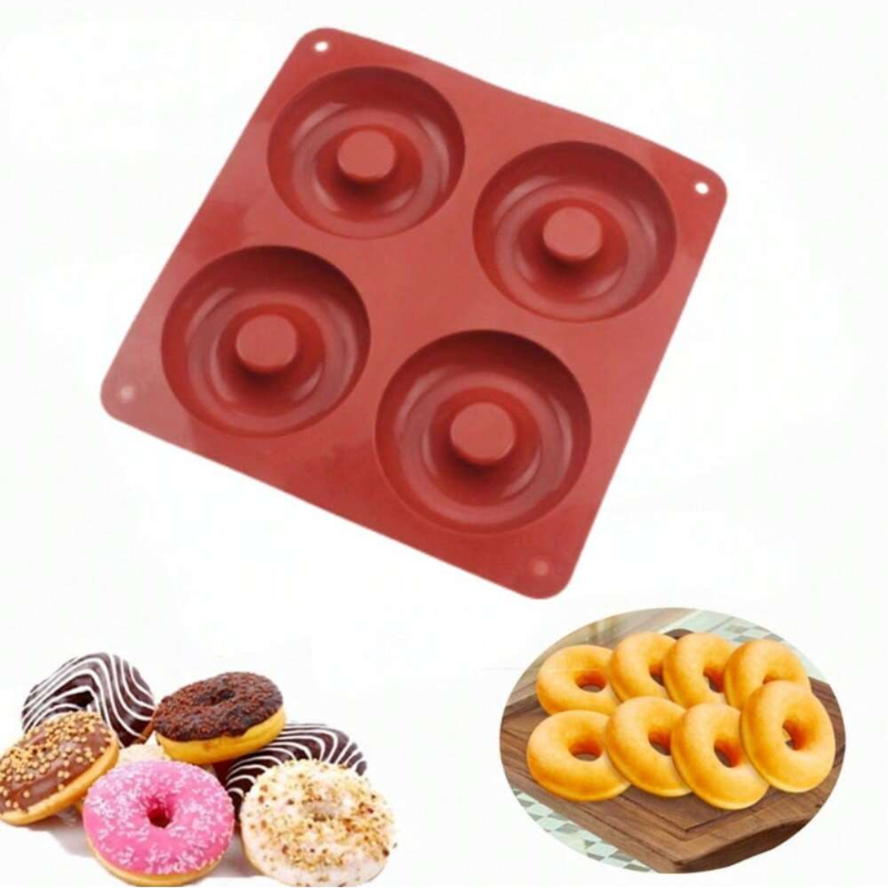 Donut Mold Silicone - 1PC 4 Fori Ciambella Stampo In